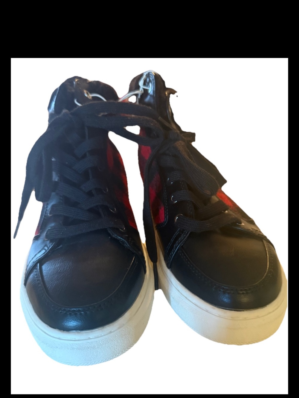 Marc Fisher Black and Red Lace-Up Boots